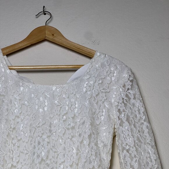 VTG Stella USA Crochet Lace Sheath Crochet Dress Women 8 White Floral Classy - Picture 5 of 16